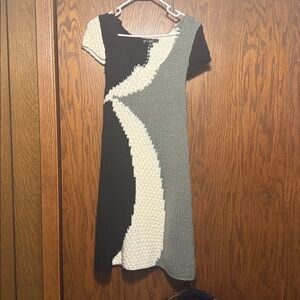 Sioni Black, White, and Gray Knit Dress
